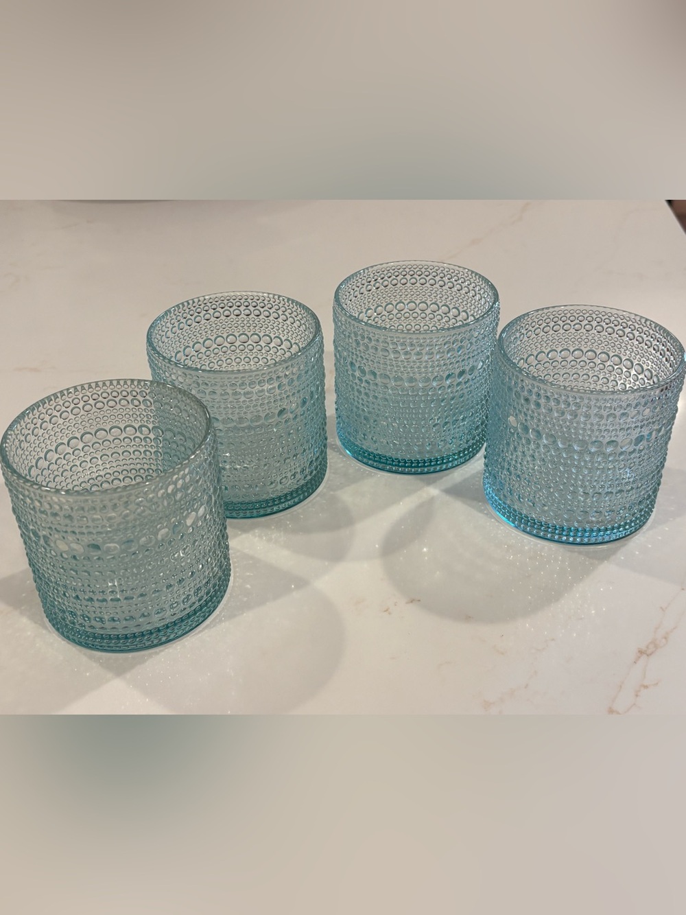 Textured Aqua rocks glasses  - Set of 4